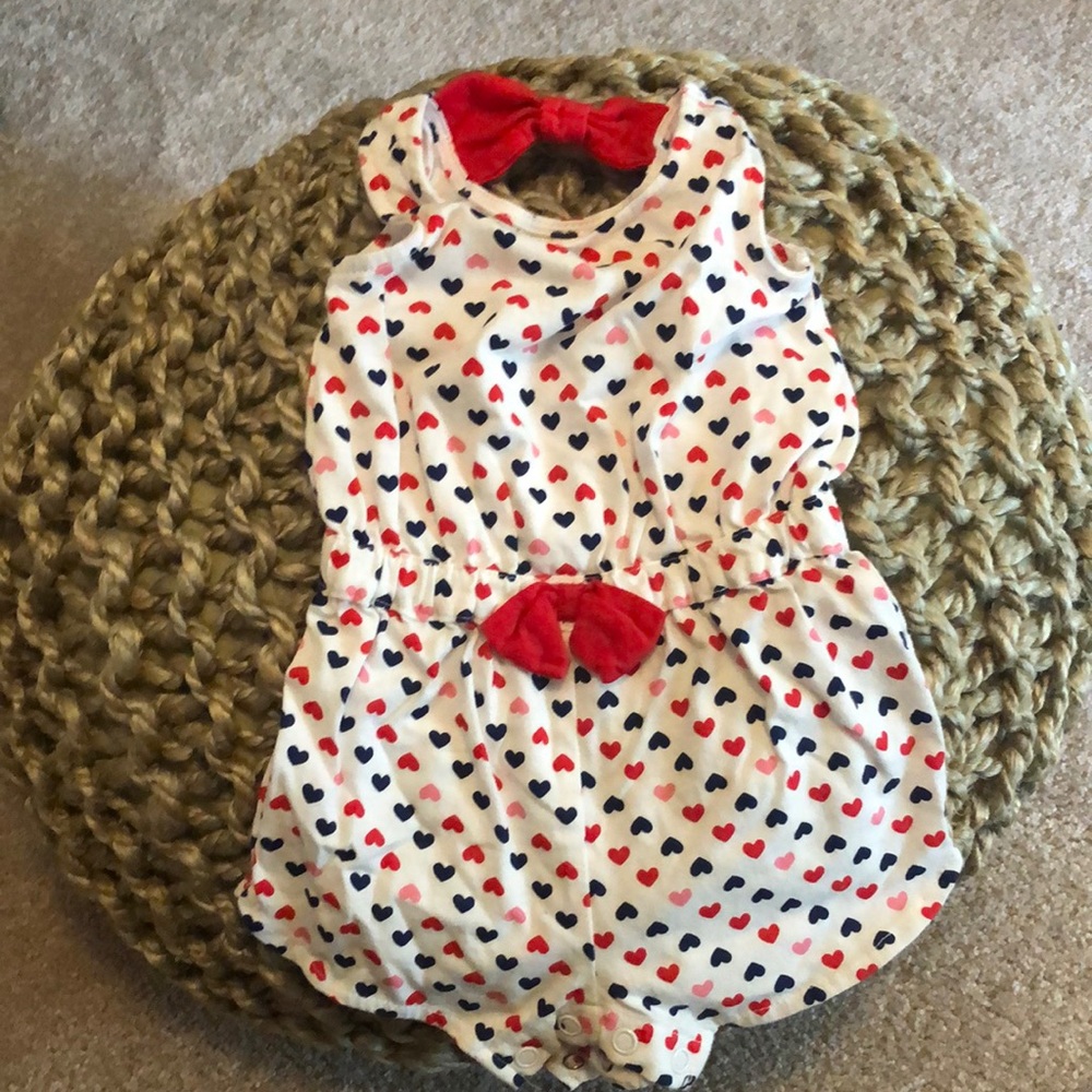 First Impressions Baby Girl  3-6Months Blue and Red Heart Jumper.